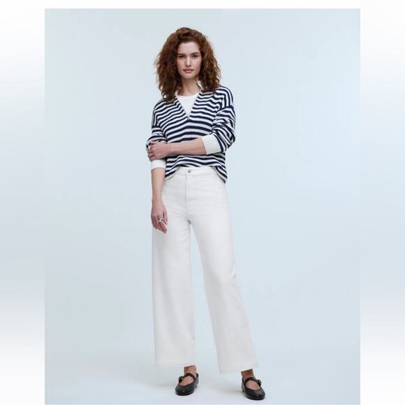 Madewell The Curvy Emmett Wide-Leg Jean in Tile White: Welt Pocket Edition - Picture 1 of 5